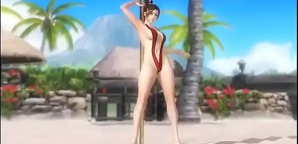  DOA5 Last Round Mai Shiranui Pole Dance dengan slingshot bikini